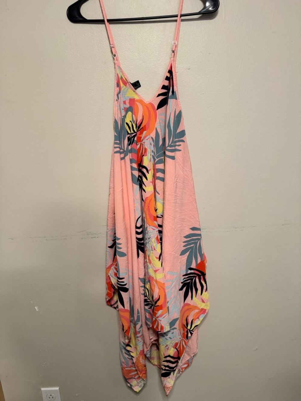 Pink Tropical Print Spaghetti Strap Swim Cover Dress - Picture 3 of 7